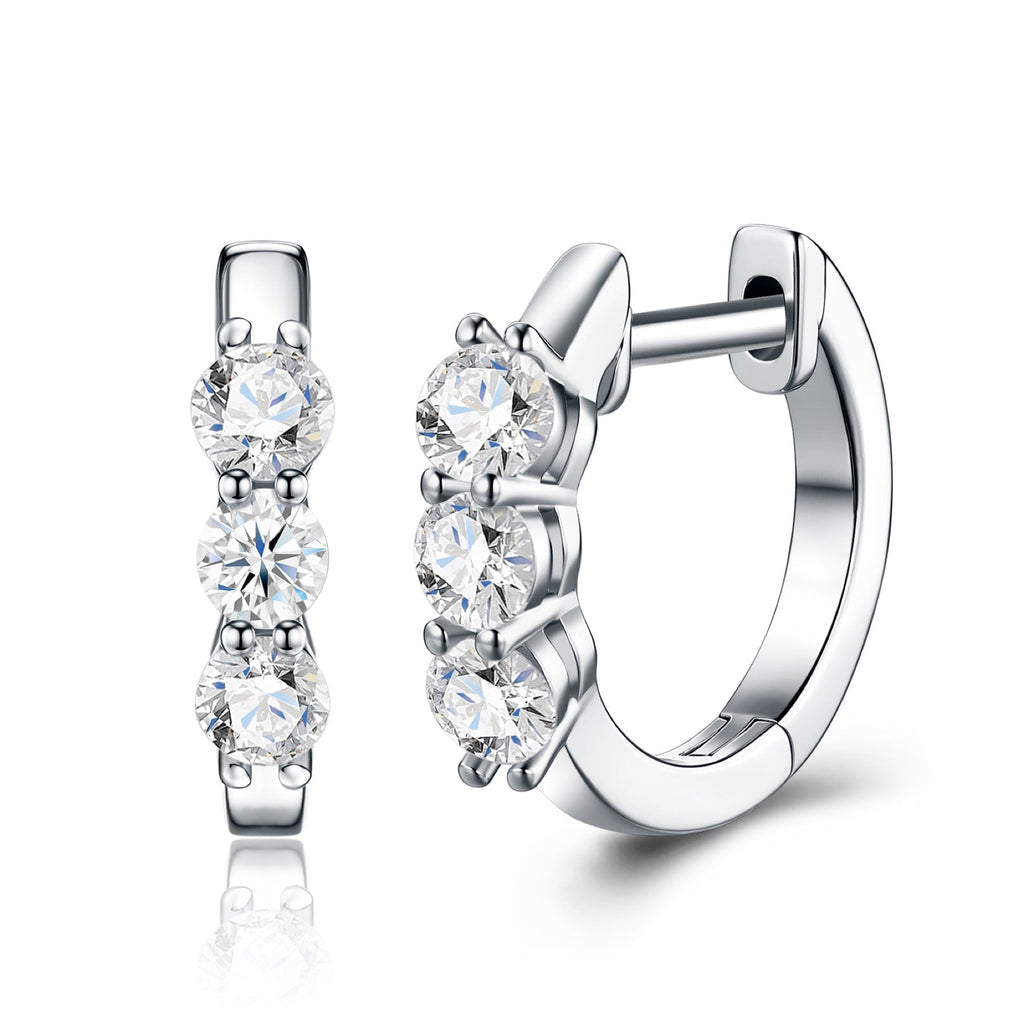 Terzina Moissanite Huggie Hoop Earrings in Sterling Silver