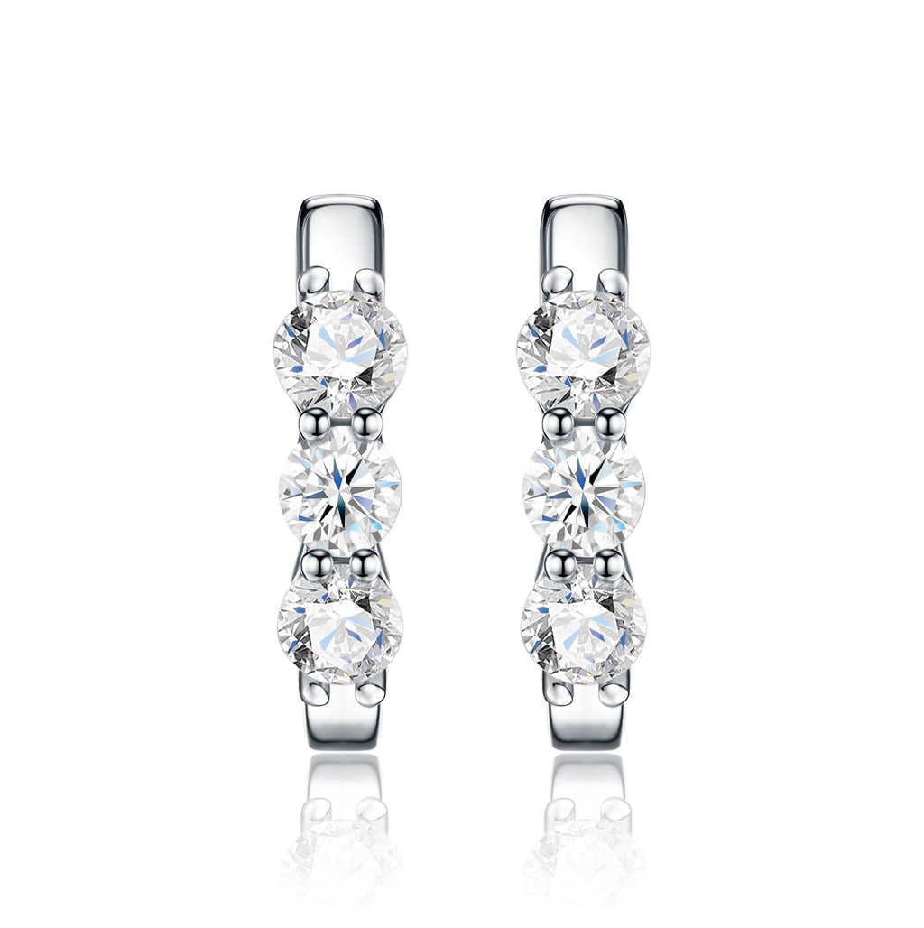 Terzina Moissanite Huggie Hoop Earrings in Sterling Silver