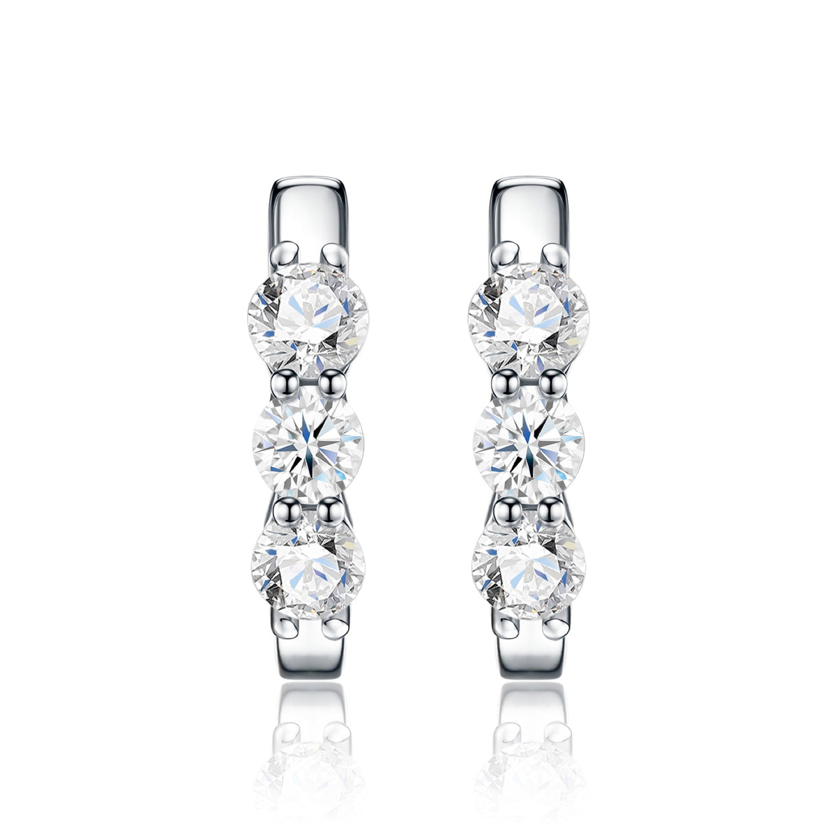 Terzina Moissanite Huggie Hoop Earrings in Sterling Silver