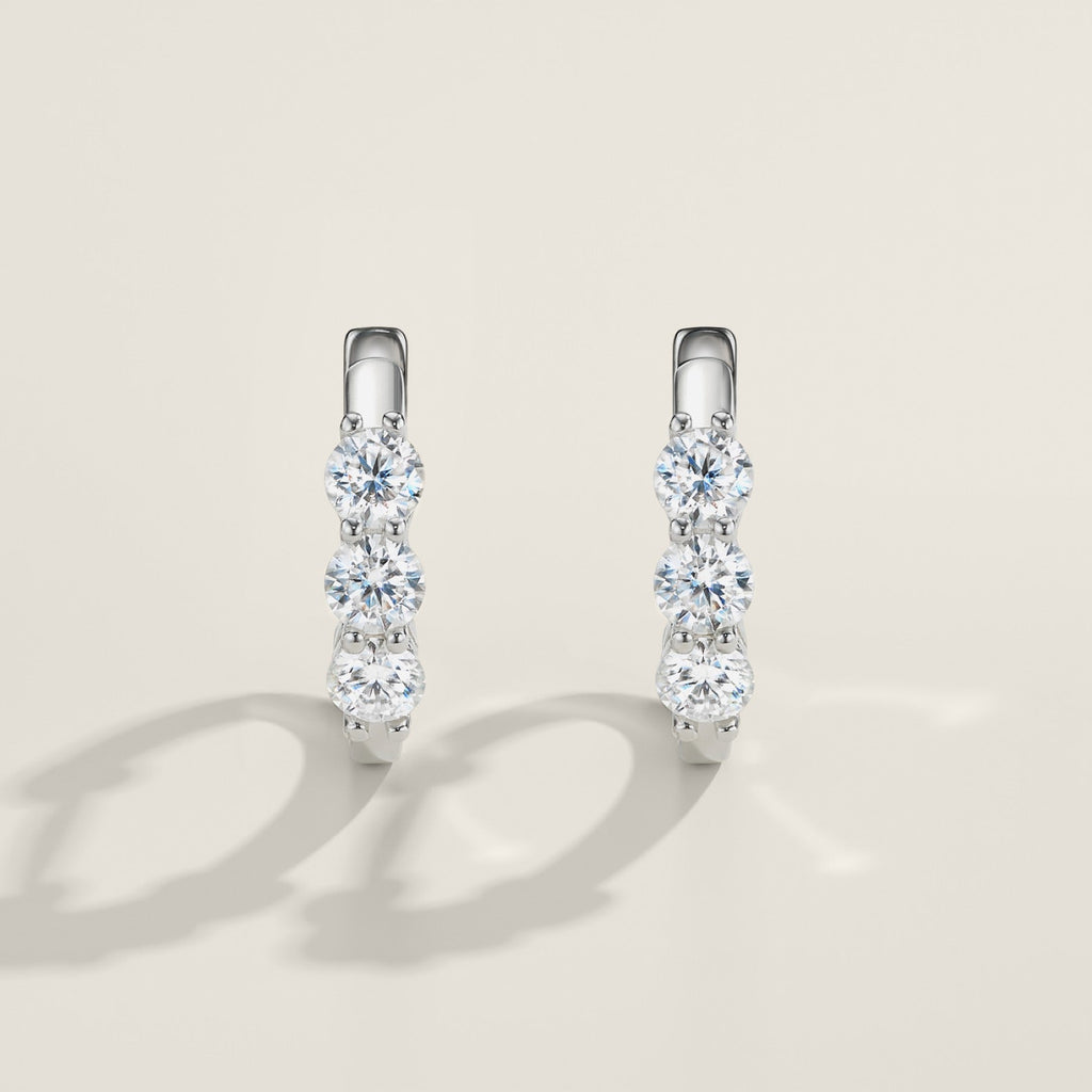 Terzina Moissanite Huggie Hoop Earrings in Sterling Silver