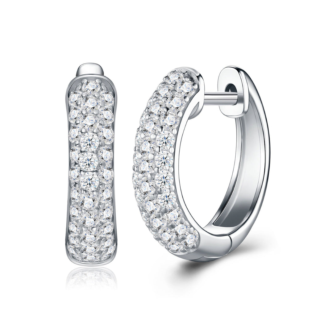 Mistina Moissanite Huggie Hoop Earrings in Sterling Silver