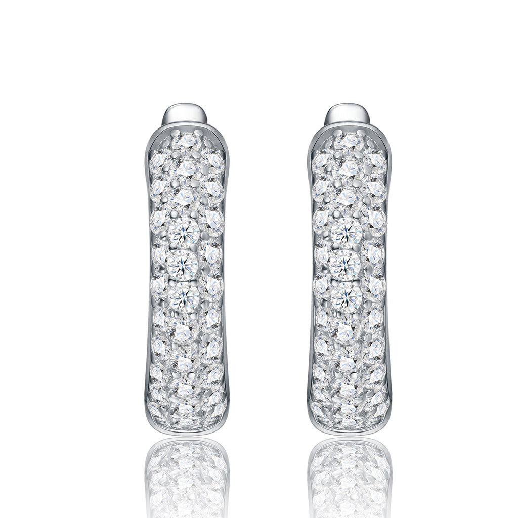Mistina Moissanite Huggie Hoop Earrings in Sterling Silver