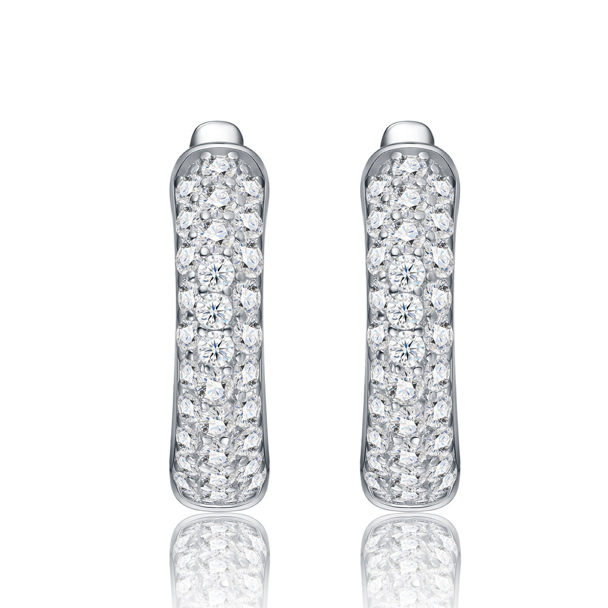 Mistina Moissanite Huggie Hoop Earrings in Sterling Silver