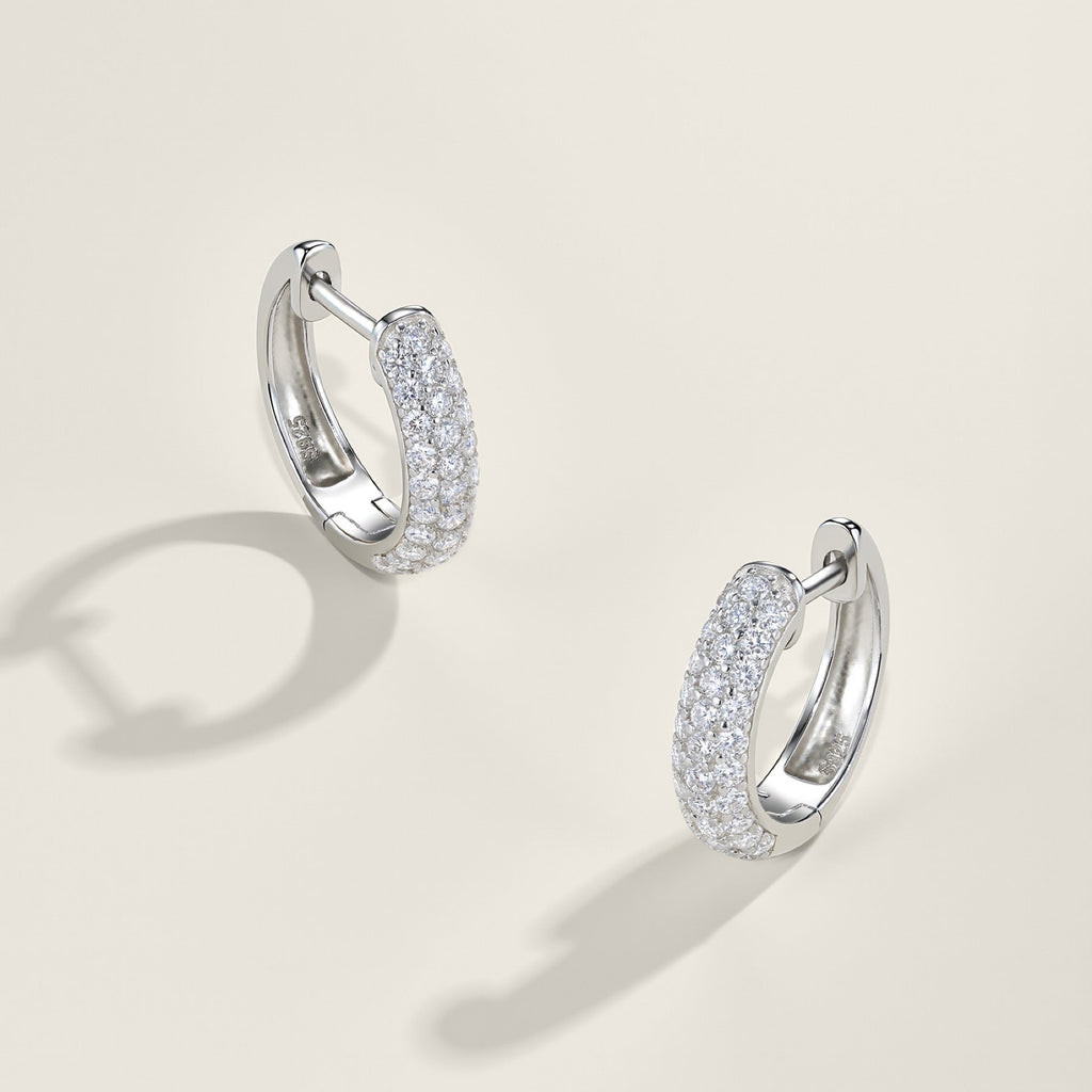 Mistina Moissanite Huggie Hoop Earrings in Sterling Silver
