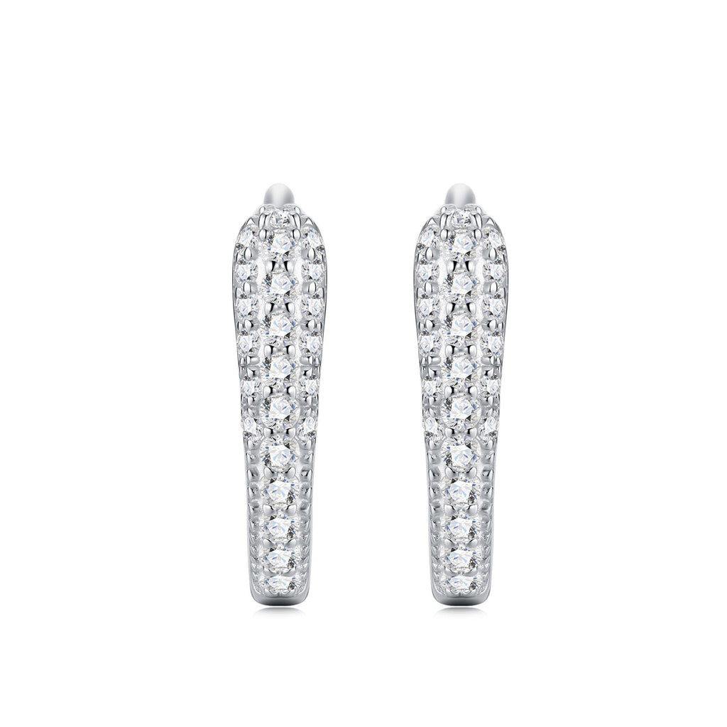 Bina Moissanite Huggie Hoop Earrings in Sterling Silver