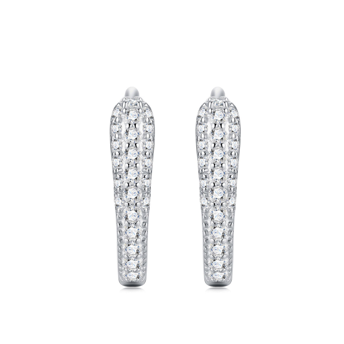 Bina Moissanite Huggie Hoop Earrings in Sterling Silver