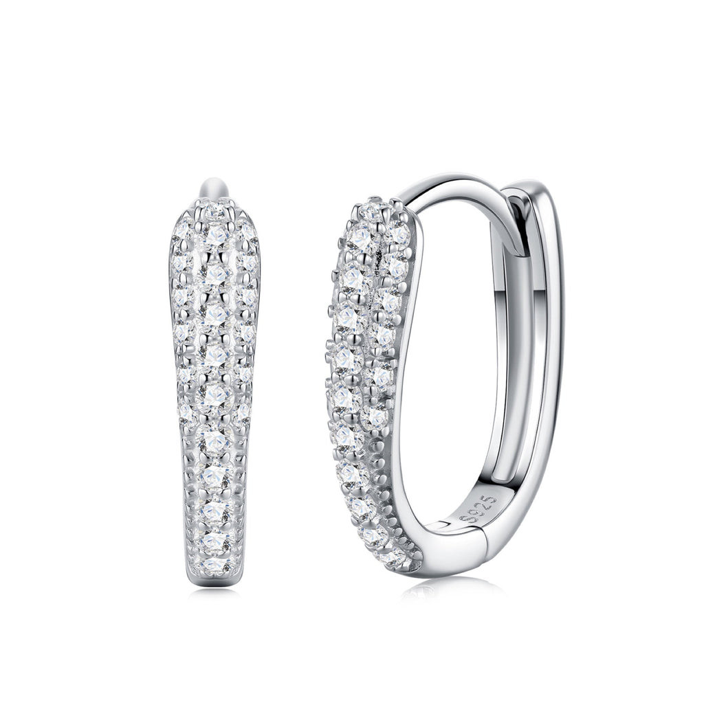 Bina Moissanite Huggie Hoop Earrings in Sterling Silver
