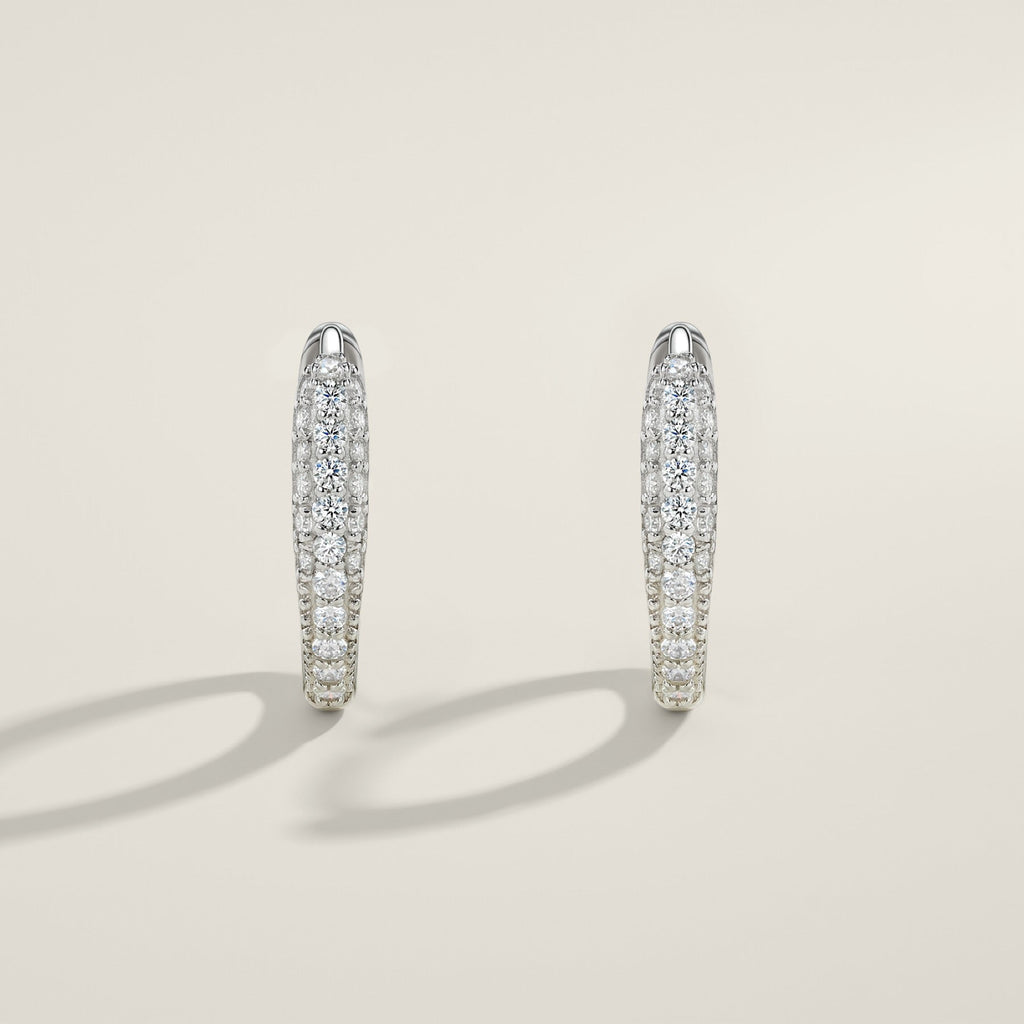 Bina Moissanite Huggie Hoop Earrings in Sterling Silver