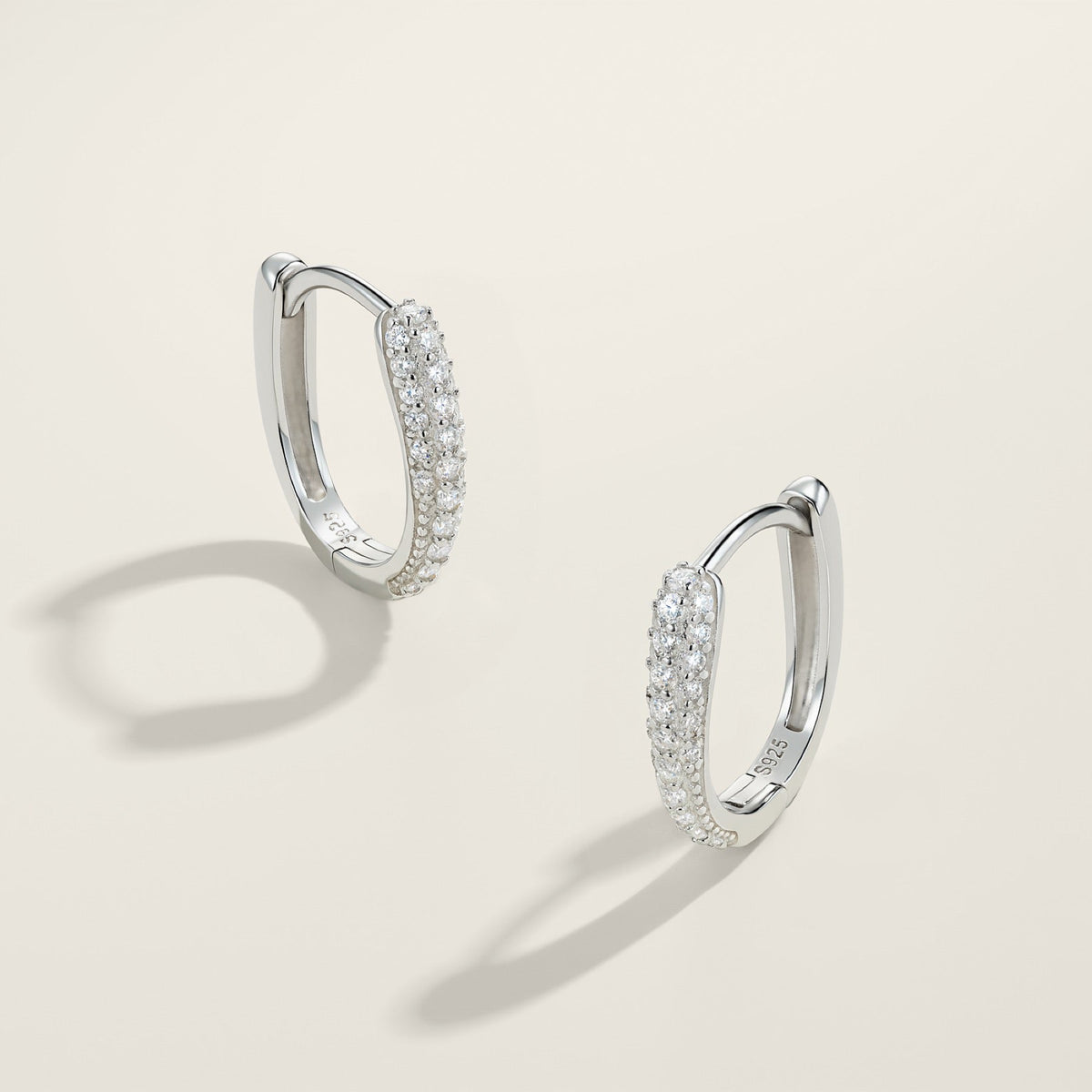 Bina Moissanite Huggie Hoop Earrings in Sterling Silver