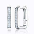 Rettango Moissanite Huggie Hoop Earrings in Sterling Silver