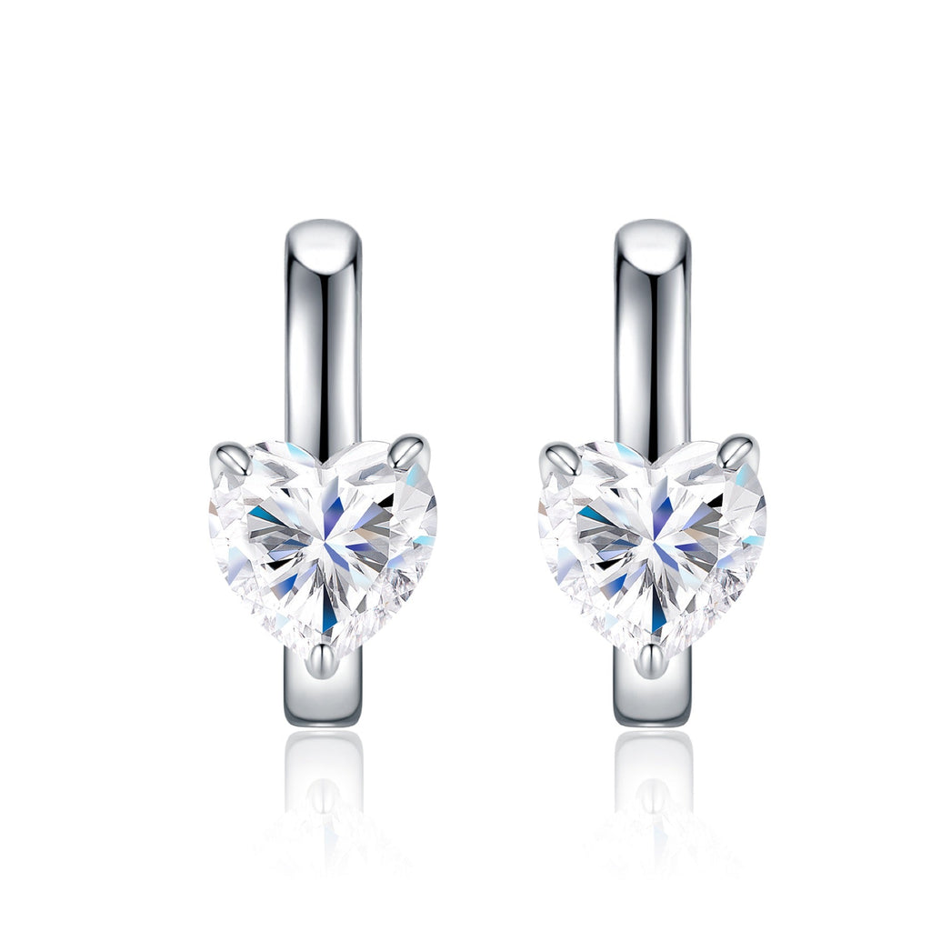 Cuoretondo Moissanite Stud Earrings in Sterling Silver