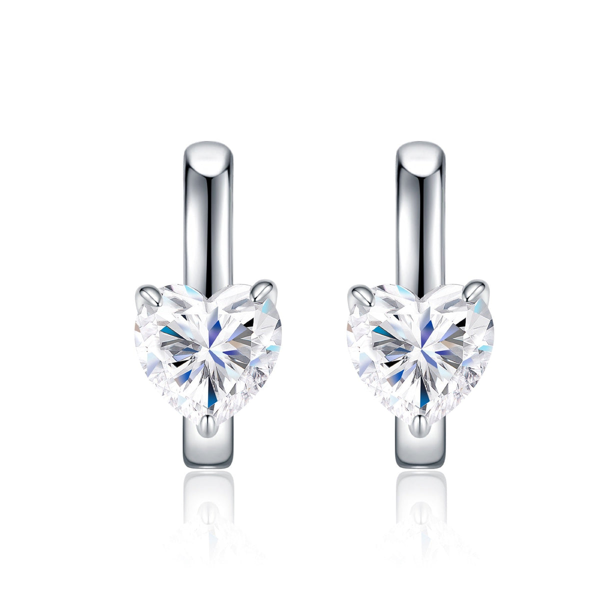 Cuoretondo Moissanite Stud Earrings in Sterling Silver