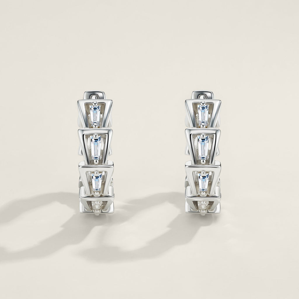 Sprazzo Moissanite Huggie Hoop Earrings in Sterling Silver