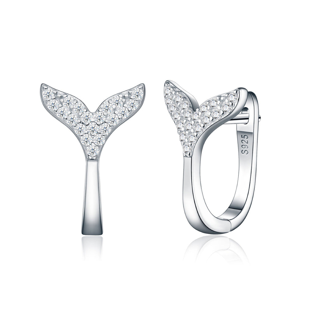 Sirenetta Moissanite Whale Tail Stud Earrings in Sterling Silver