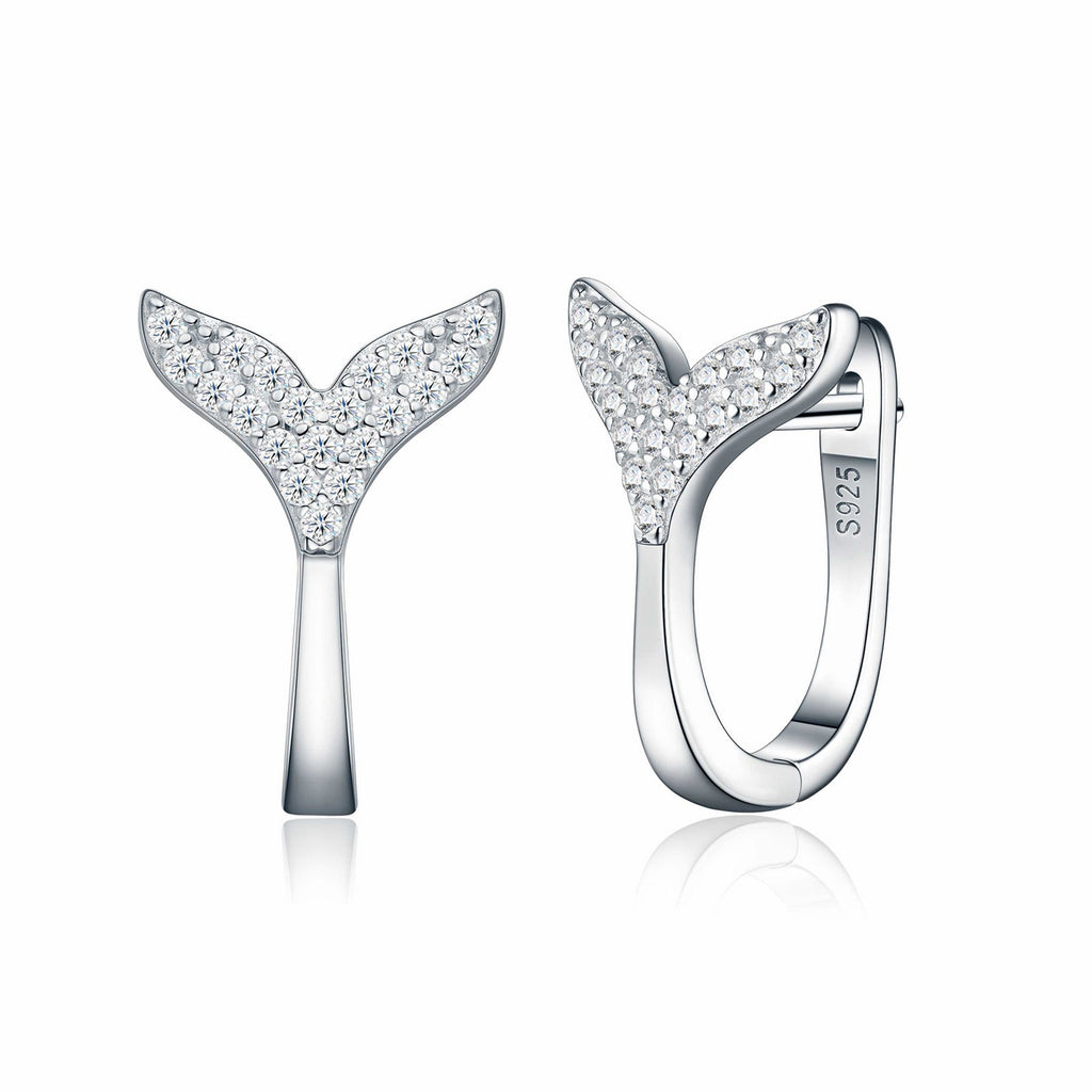 Sirenetta Moissanite Whale Tail Stud Earrings in Sterling Silver