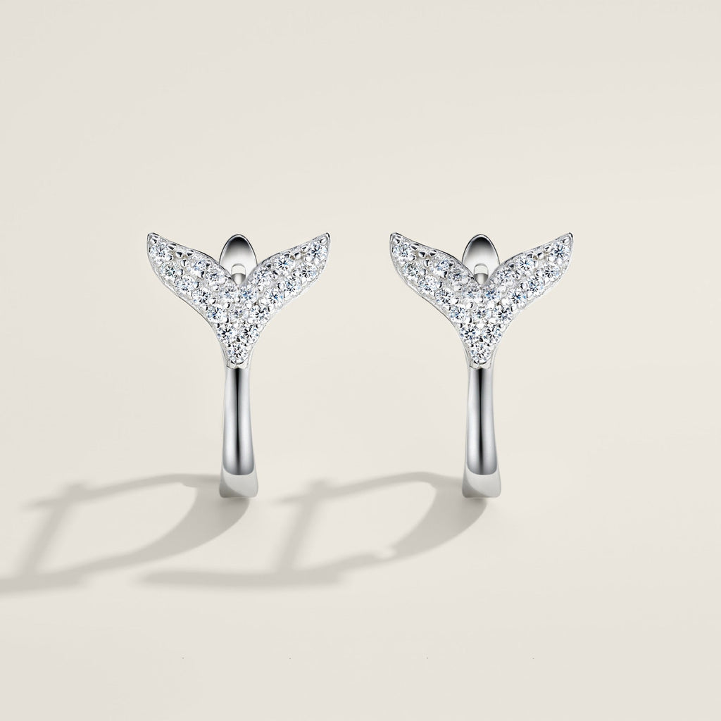 Sirenetta Moissanite Whale Tail Stud Earrings in Sterling Silver