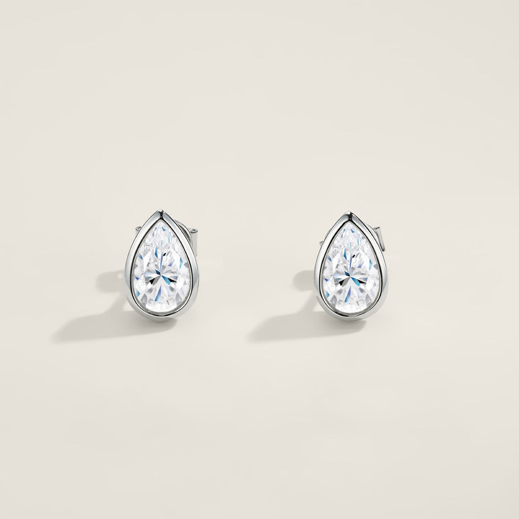 Perina Pear-Cut Moissanite Stud Earrings in Sterling Silver