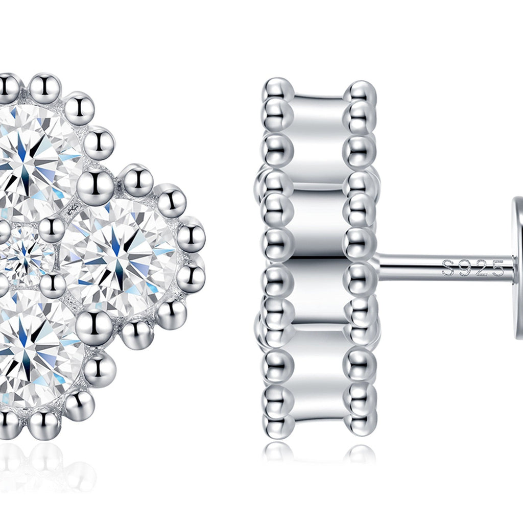 Rosetta Moissanite Flower Stud Earrings in Sterling Silver