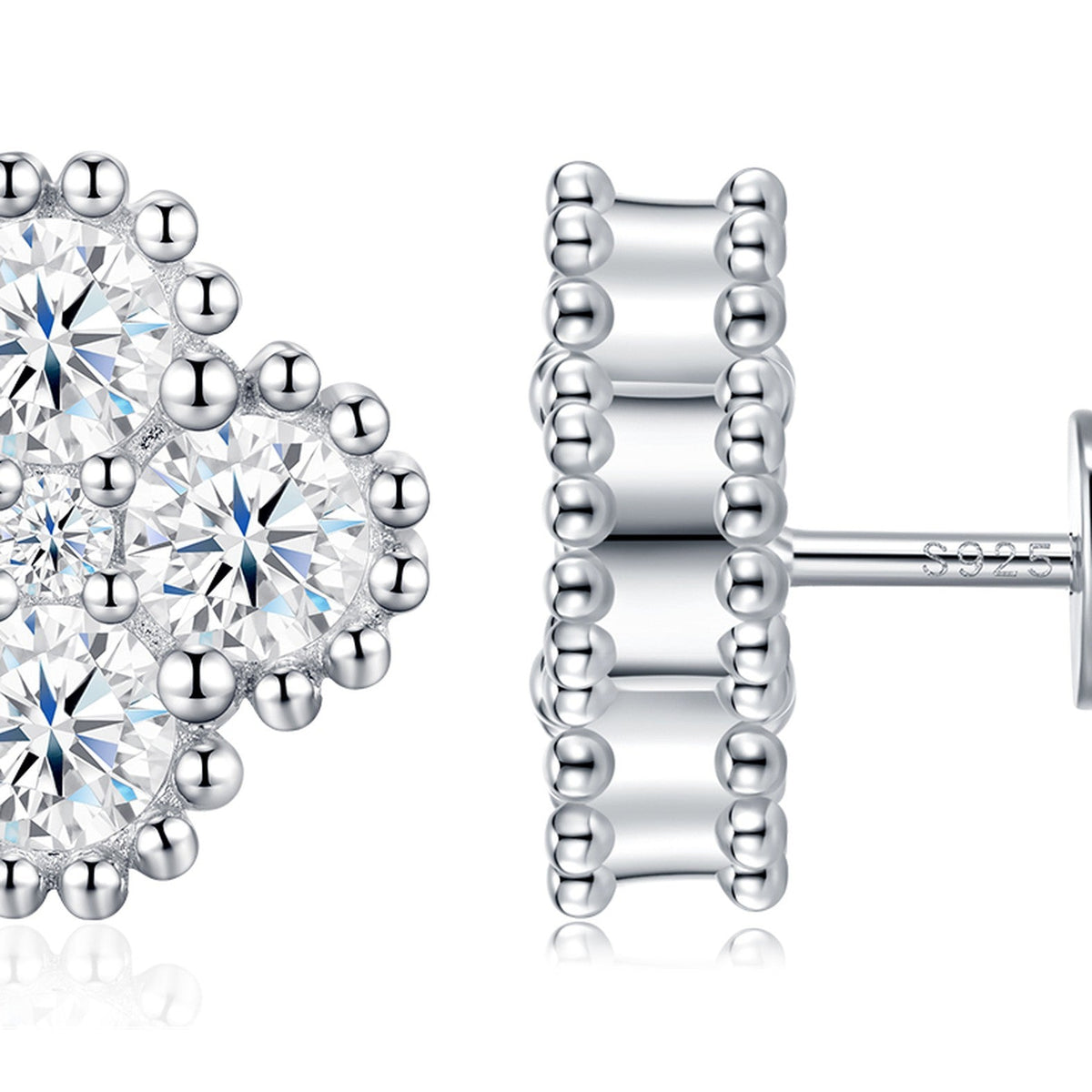 Rosetta Moissanite Flower Stud Earrings in Sterling Silver
