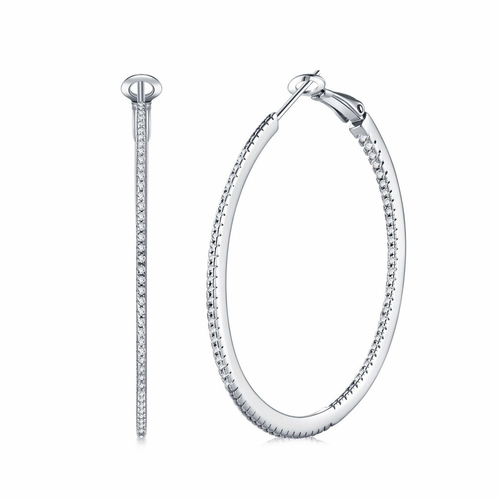 Grancerchio Moissanite Hoop Earrings in Sterling Silver