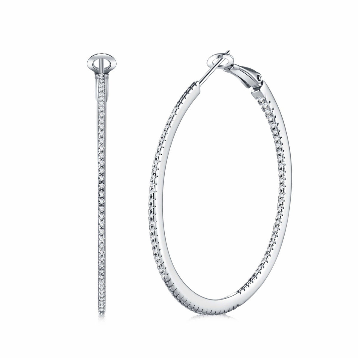 Grancerchio Moissanite Hoop Earrings in Sterling Silver