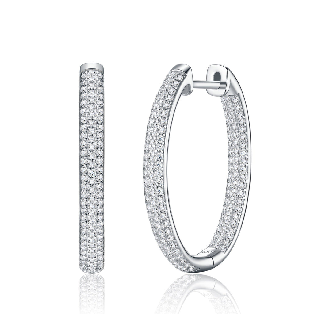 Ampio Moissanite Huggie Hoop Earrings in Sterling Silver