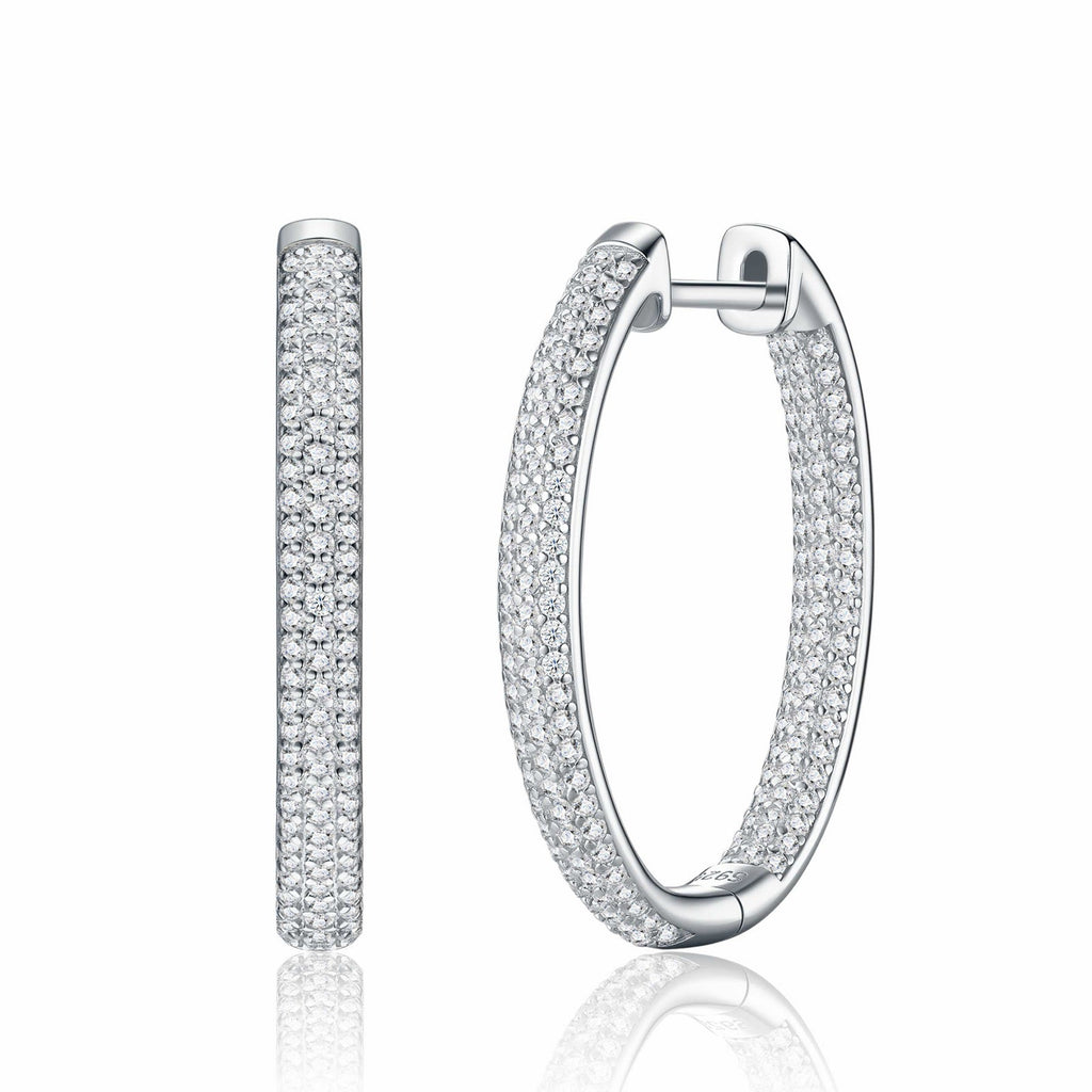 Ampio Moissanite Huggie Hoop Earrings in Sterling Silver