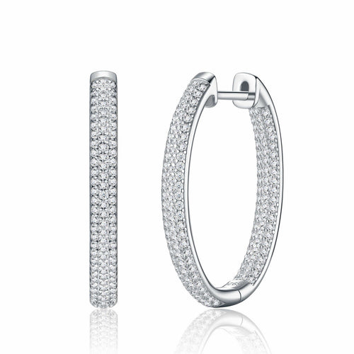 Ampio Moissanite Huggie Hoop Earrings in Sterling Silver