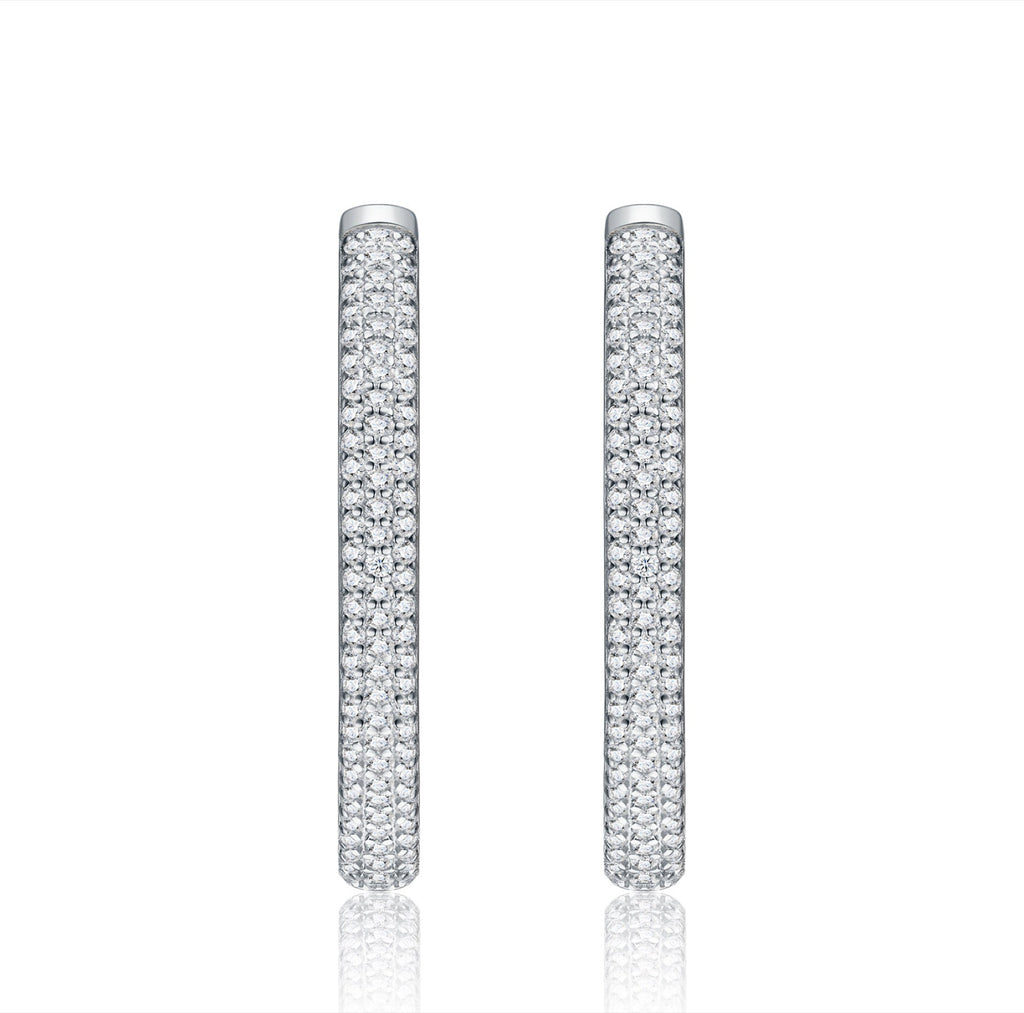 Ampio Moissanite Huggie Hoop Earrings in Sterling Silver