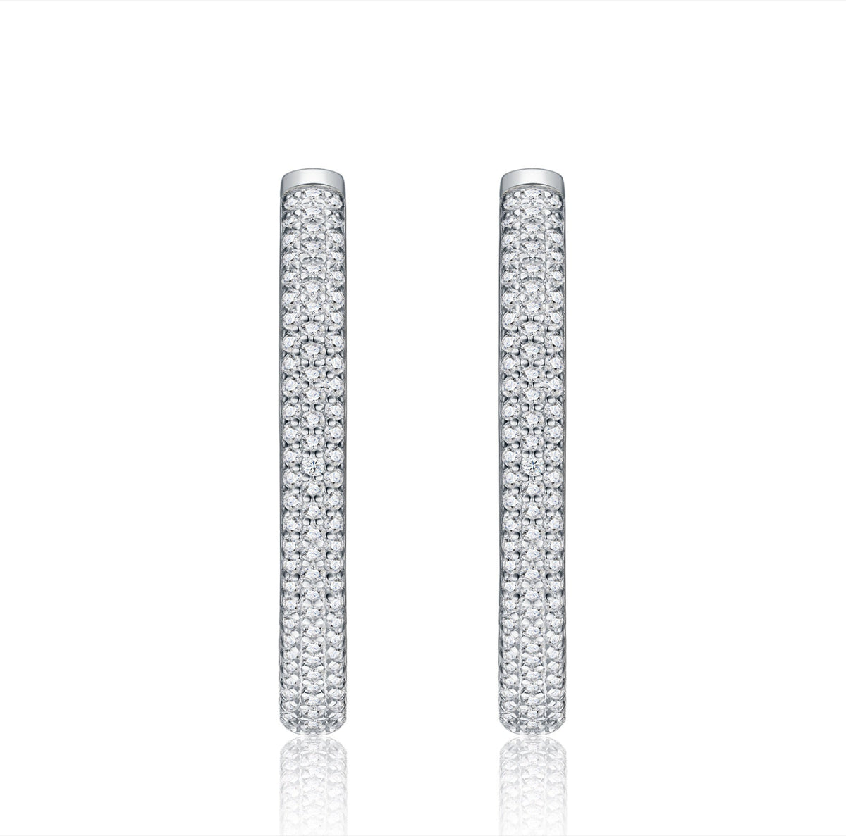 Ampio Moissanite Huggie Hoop Earrings in Sterling Silver
