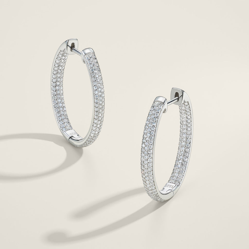 Ampio Moissanite Huggie Hoop Earrings in Sterling Silver