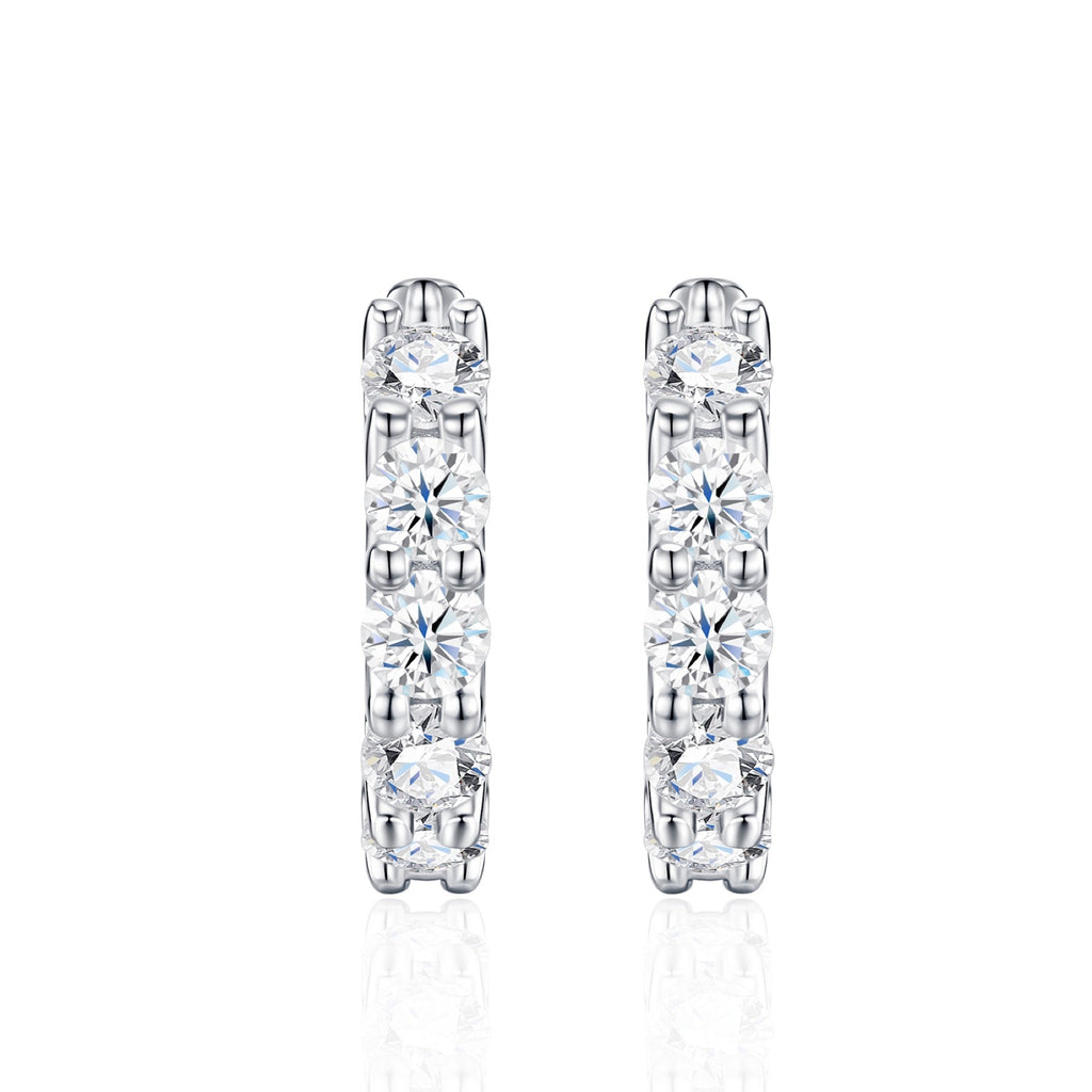 Scalare Moissanite Huggie Hoop Earrings in Sterling Silver