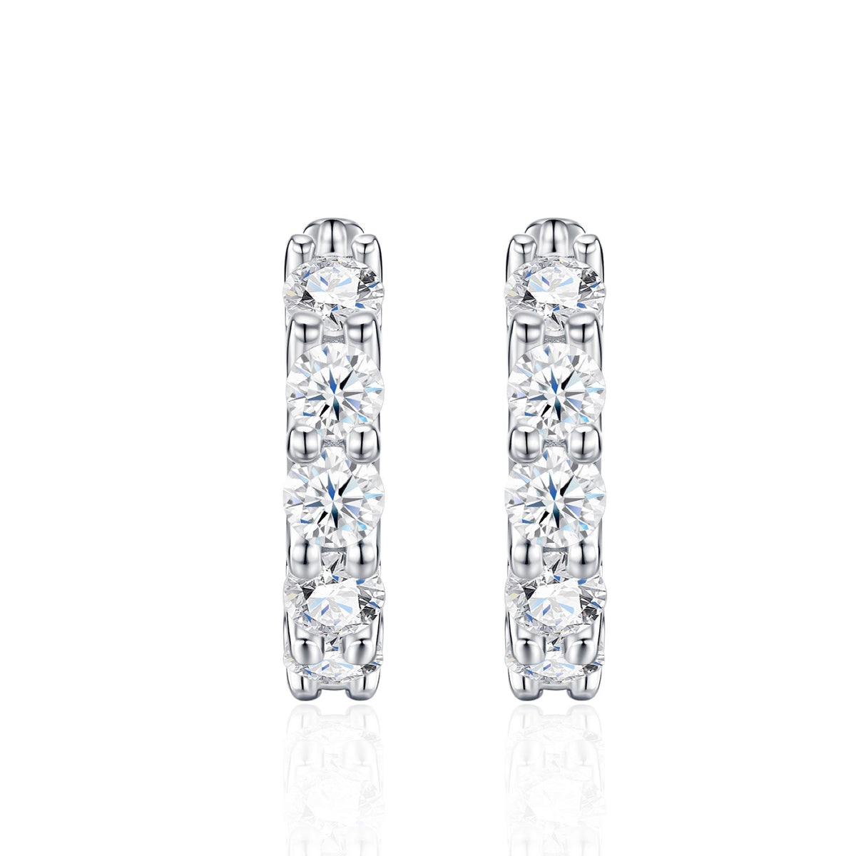 Scalare Moissanite Huggie Hoop Earrings in Sterling Silver