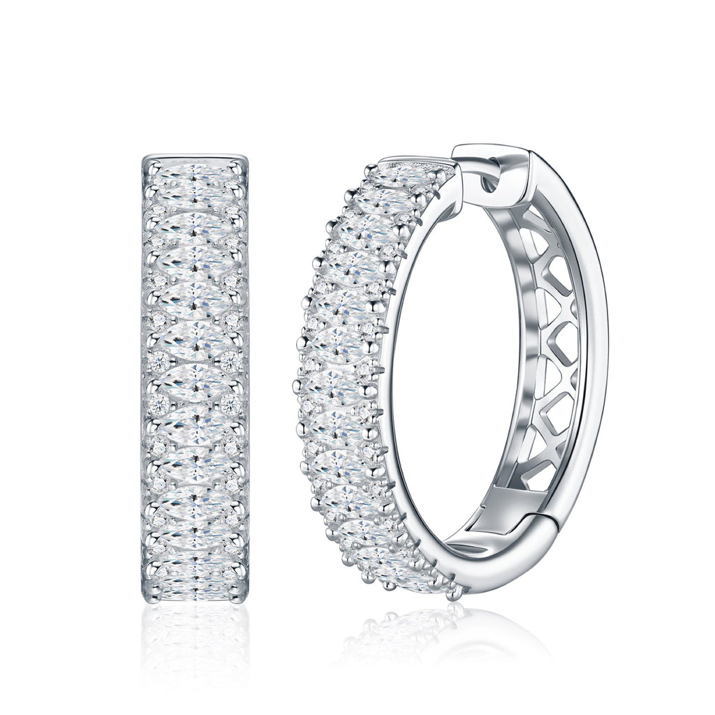 Massiccio Moissanite Huggie Hoop Earrings in Sterling Silver