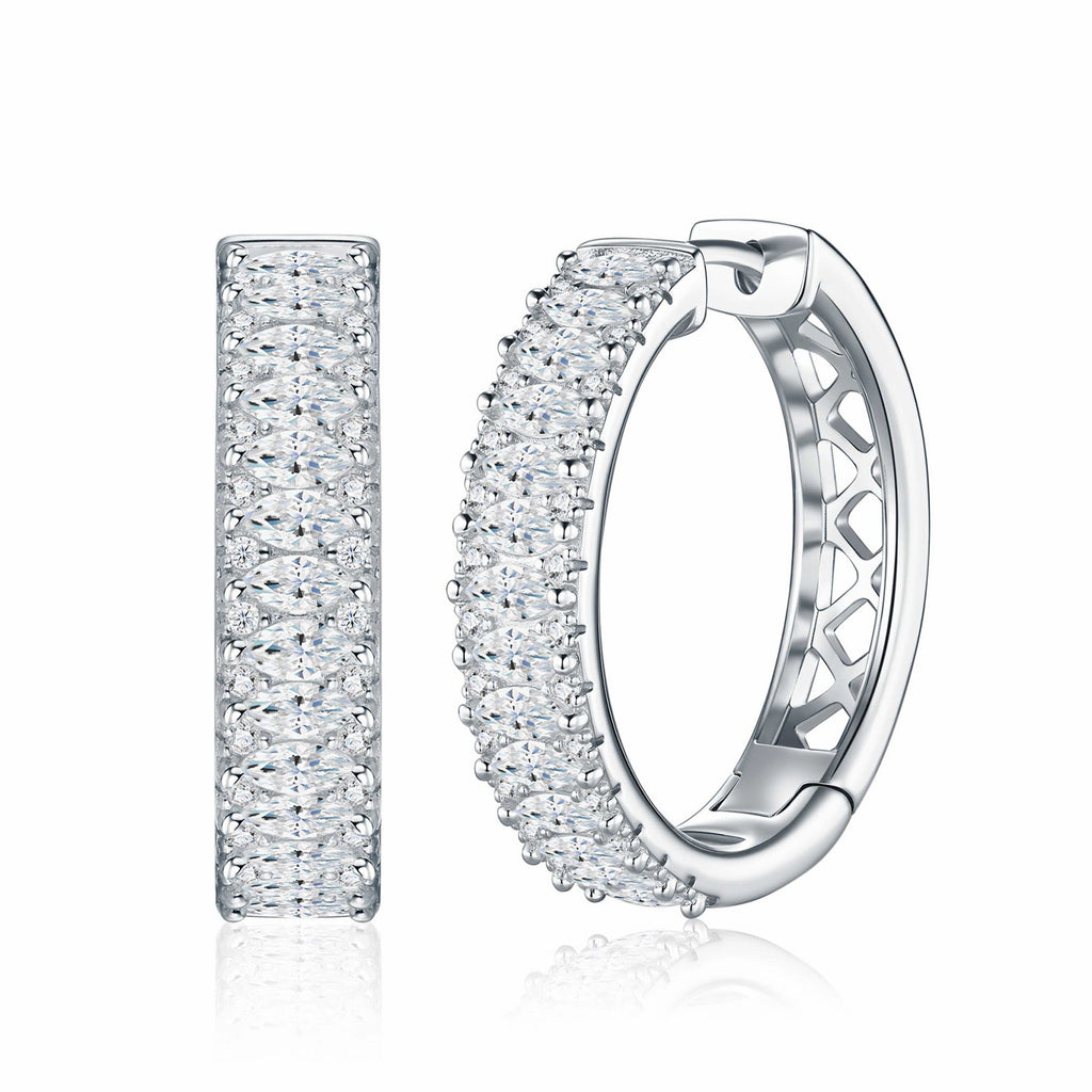 Massiccio Moissanite Huggie Hoop Earrings in Sterling Silver