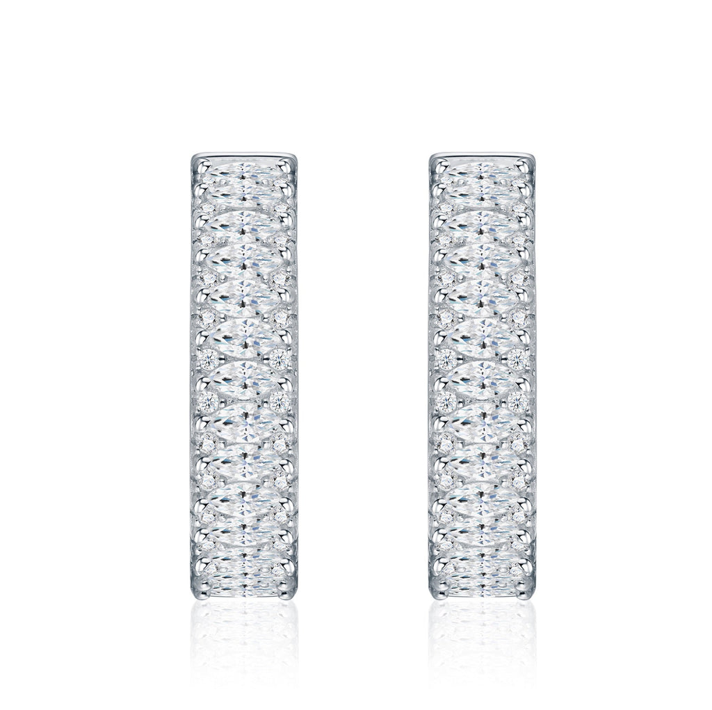 Massiccio Moissanite Huggie Hoop Earrings in Sterling Silver