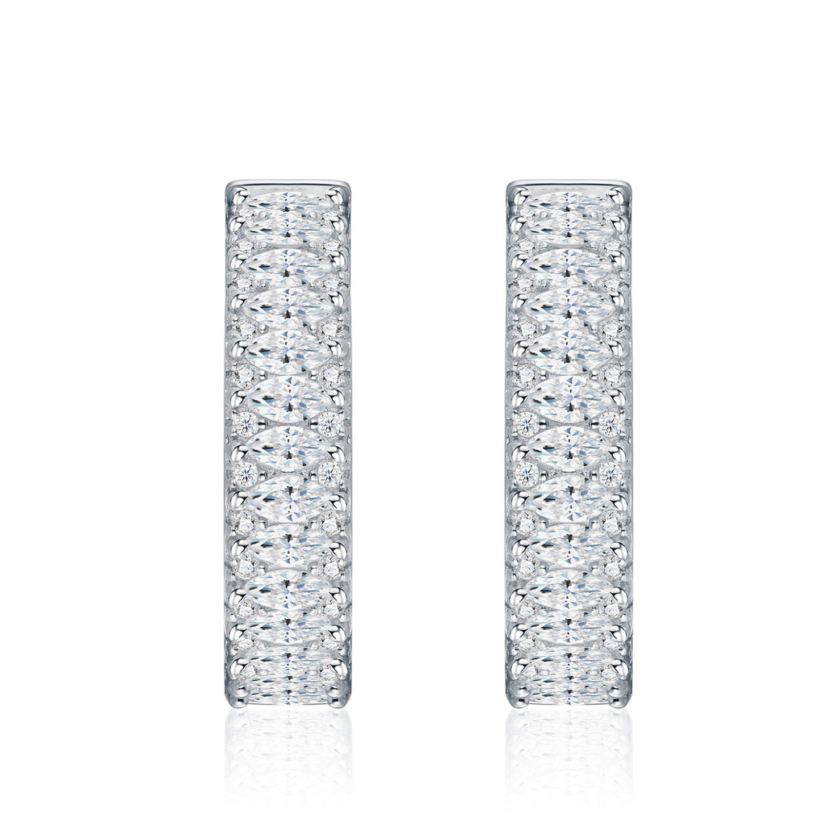 Massiccio Moissanite Huggie Hoop Earrings in Sterling Silver