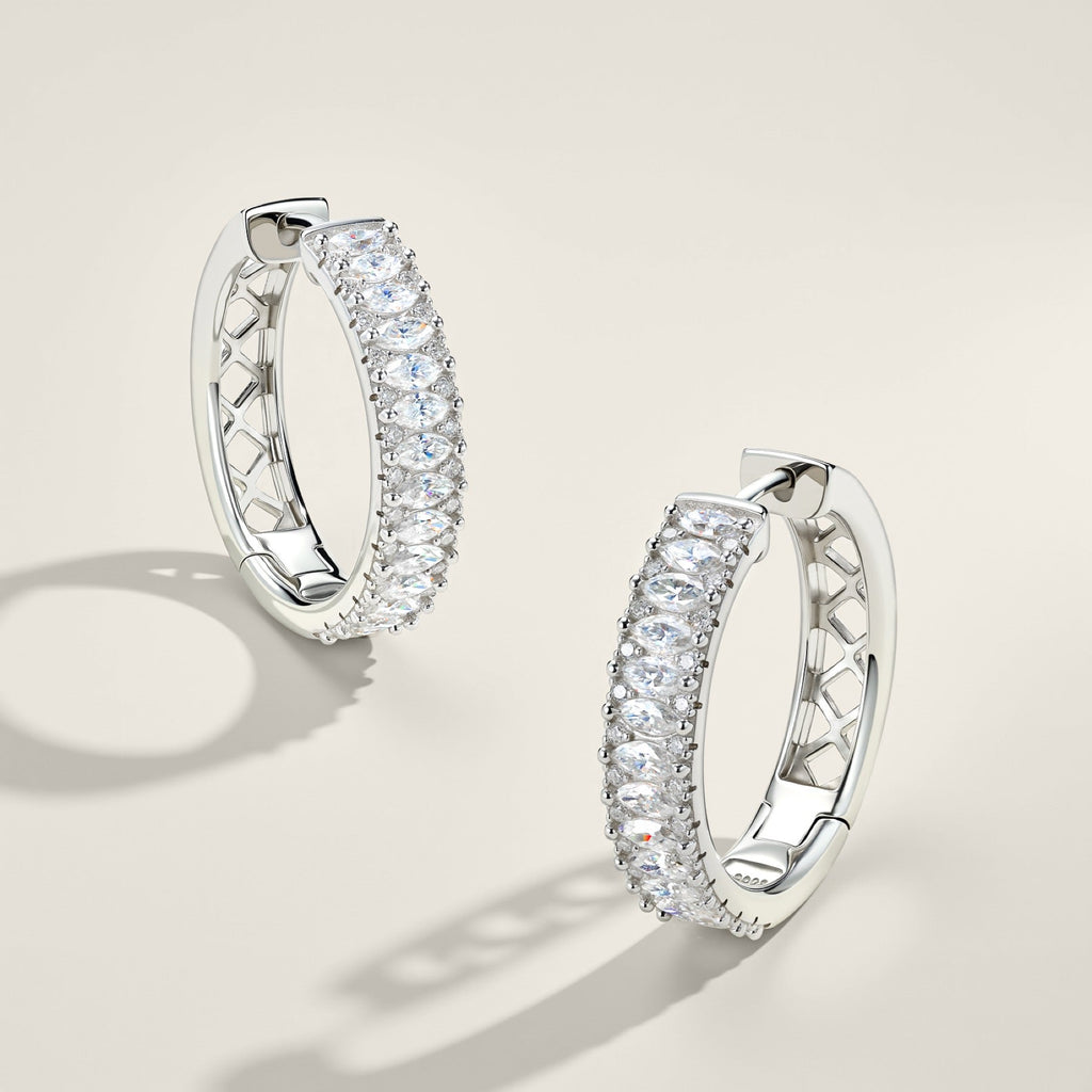 Massiccio Moissanite Huggie Hoop Earrings in Sterling Silver