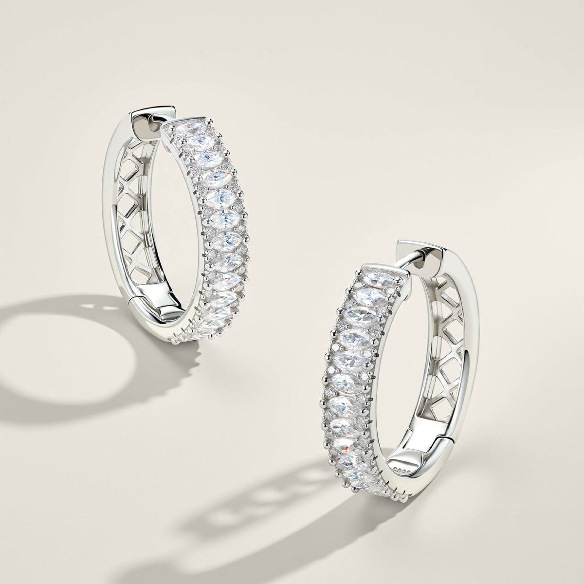 Massiccio Moissanite Huggie Hoop Earrings in Sterling Silver