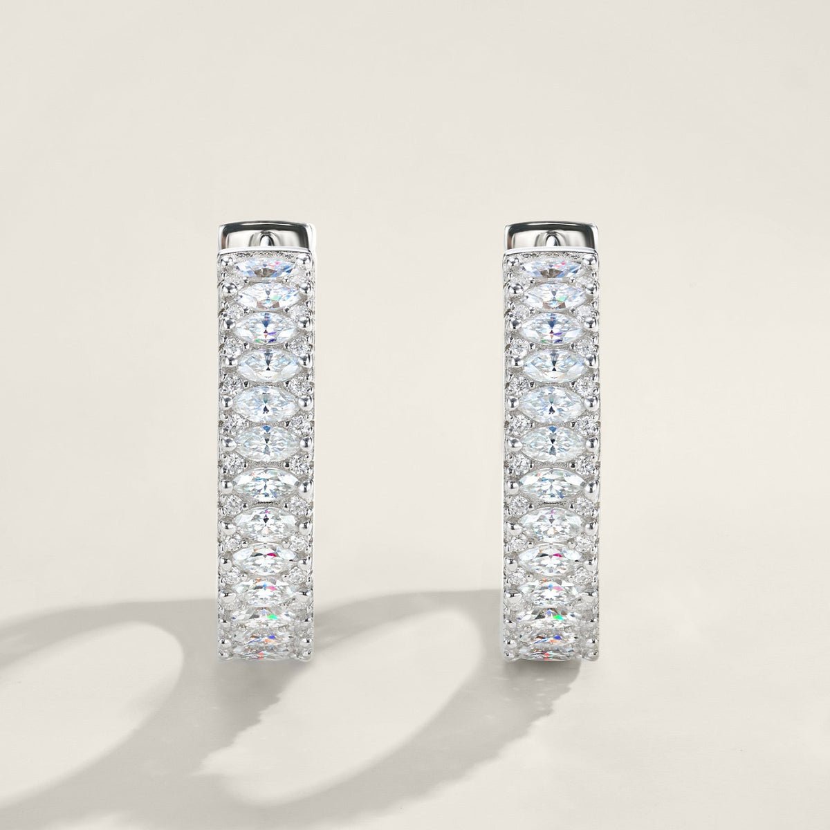 Massiccio Moissanite Huggie Hoop Earrings in Sterling Silver