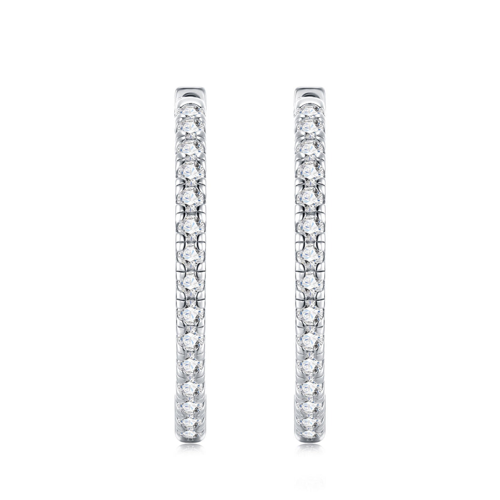 Ovaletto Moissanite Huggie Hoop Earrings in Sterling Silver