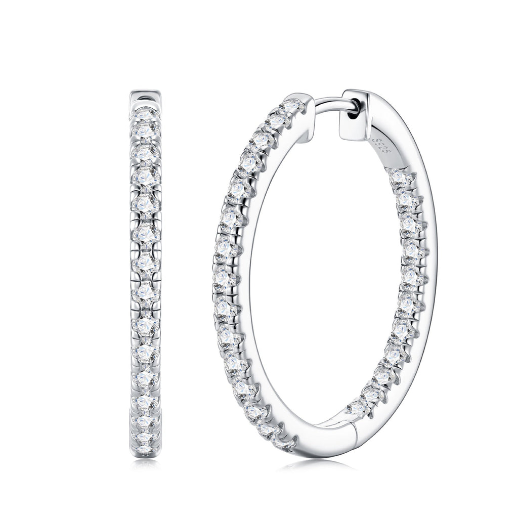 Ovaletto Moissanite Huggie Hoop Earrings in Sterling Silver