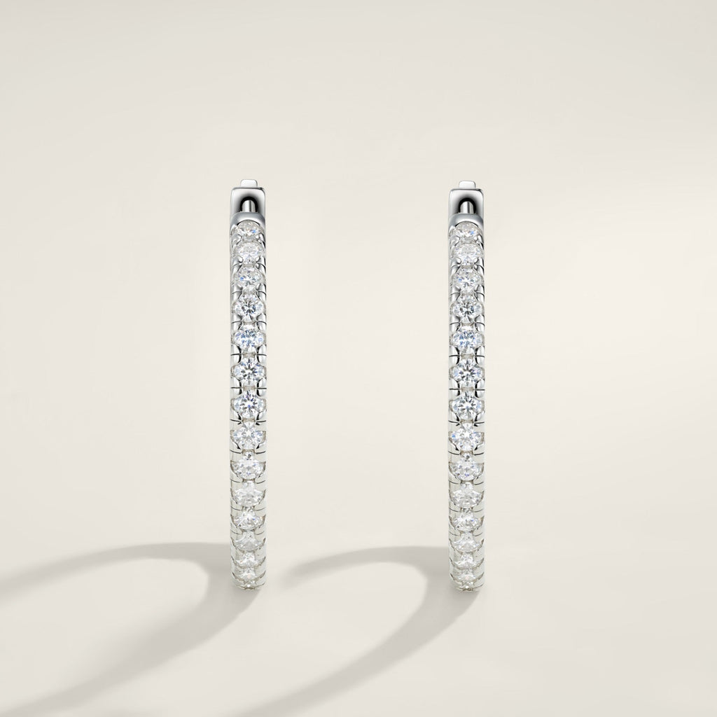 Ovaletto Moissanite Huggie Hoop Earrings in Sterling Silver