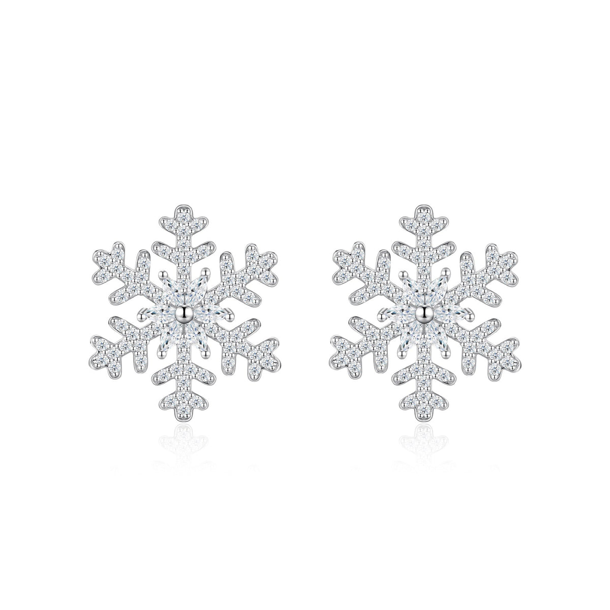 Gelo Moissanite Flower Stud Earrings in Sterling Silver