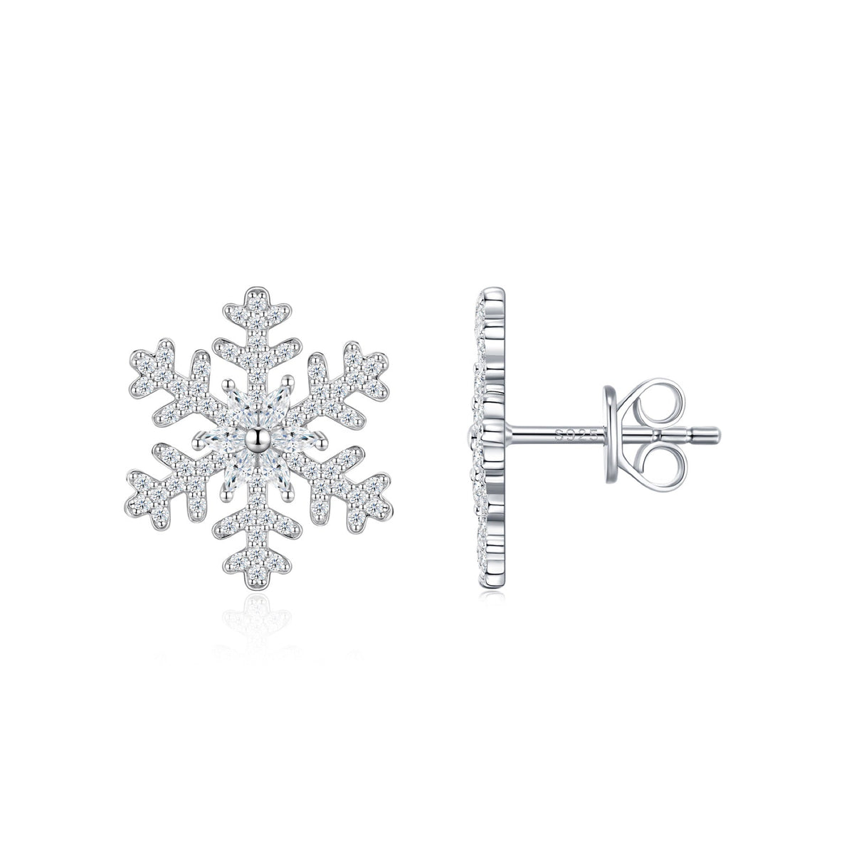 Gelo Moissanite Flower Stud Earrings in Sterling Silver