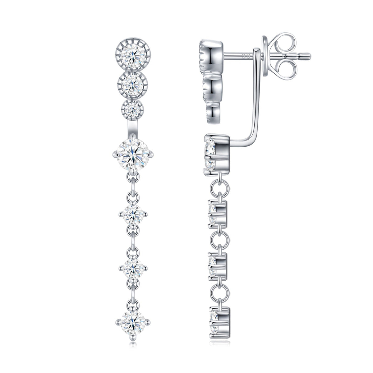 Rugiada Moissanite Drop Earrings in Sterling Silver