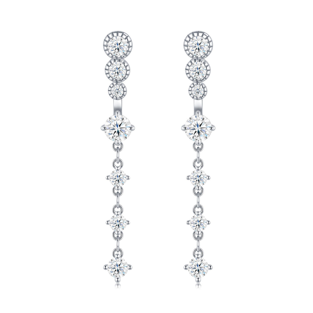 Rugiada Moissanite Drop Earrings in Sterling Silver