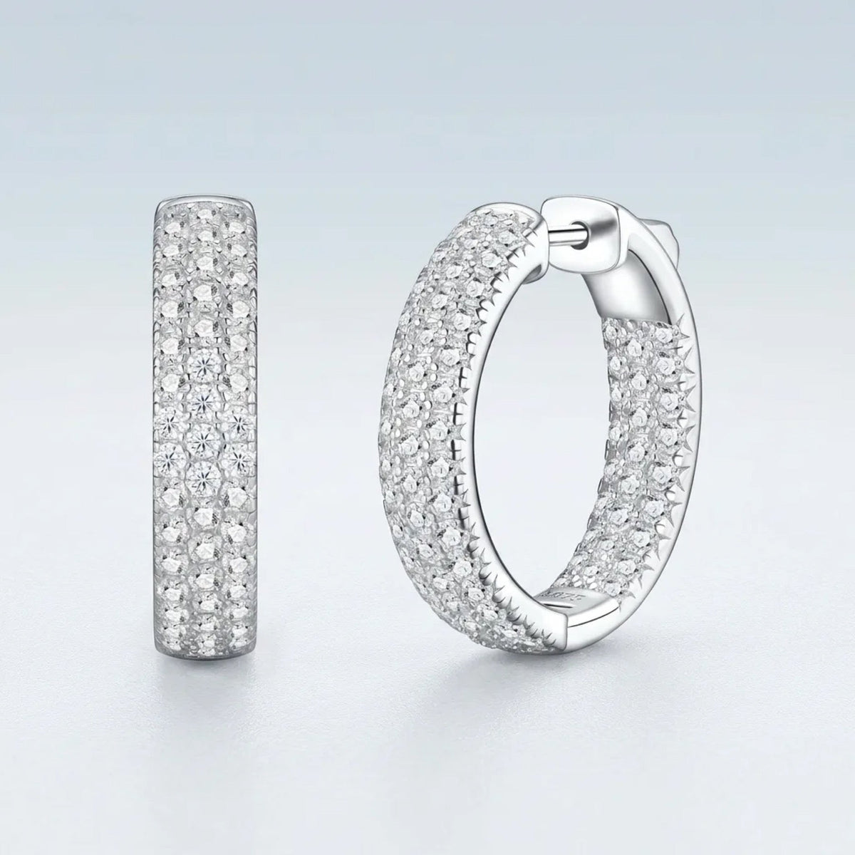 Corposo Moissanite Huggie Hoop Earrings in Sterling Silver