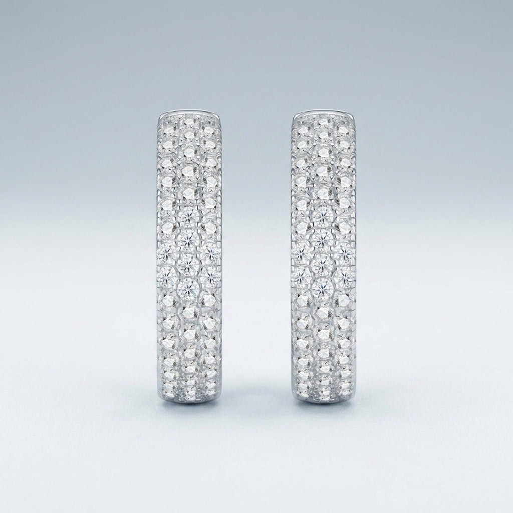 Corposo Moissanite Huggie Hoop Earrings in Sterling Silver
