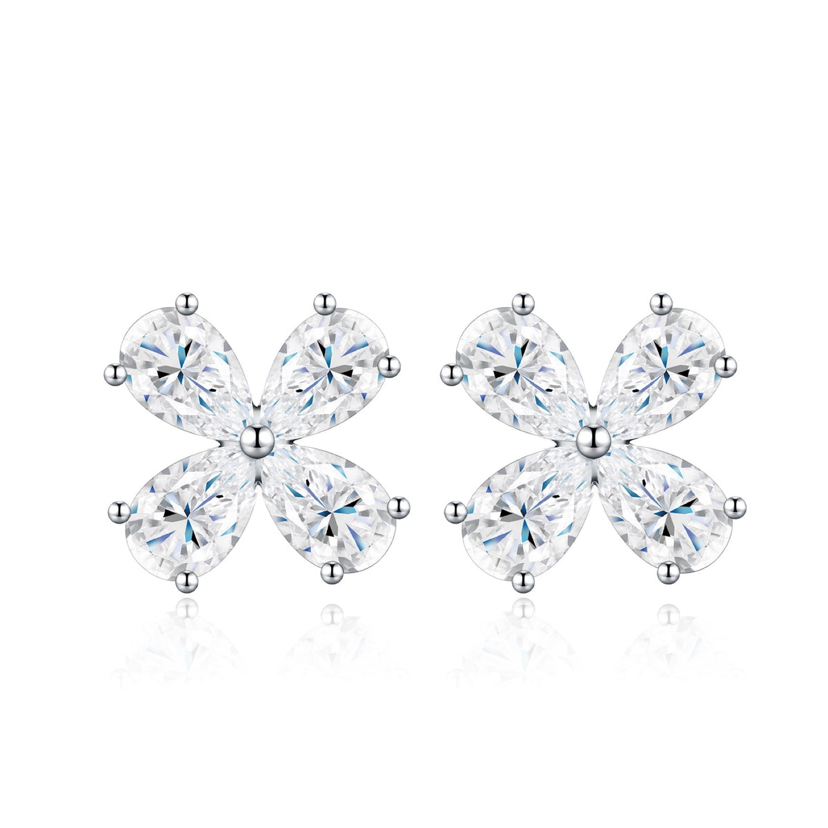 Quadrifiore Moissanite Clover Stud Earrings in Sterling Silver